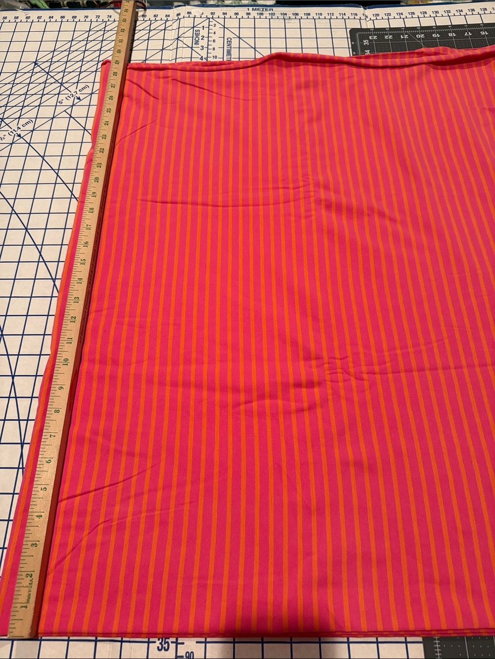 3 yds jersey knit fabric Bright Pink and Orange Striped